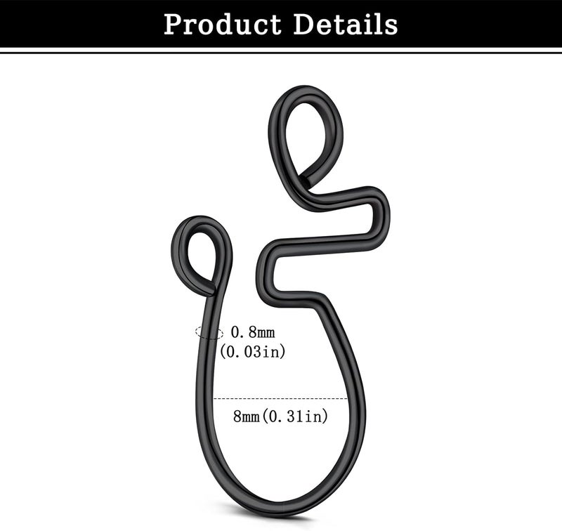 AVYRING Fake Nose Ring Fake Piercings Fake Nose Rings Nose Cuffs Fake Nose Piercing Fake Nose Hoop Faux Nose Rings for Women Faux Nose Ring Fake Piercing Fake Nose Cuff Sliver Gold Black - Image 2
